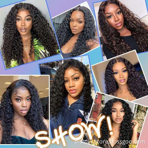 Water wave lace front wig 150% density 4x4 closed wig Brazilian water curly wet wave wig black women natural color 18 inches